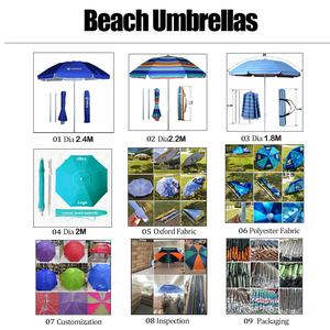 Sombrillas de <span class=keywords><strong>Playa</strong></span> Promocionales Personalizadas de Alta Resistencia de 6 y 7 Pies, con Protección UV, Rayas y Logotipo Impreso - Product Image 6