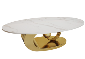 Modern Metal Coffee <b>Table</b> with Stainless Steel Base Indoor Home Living Room Furniture - Product Image 5