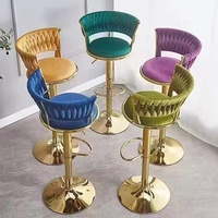 Chaises de bar modernes en cuir de luxe Yazhi Nordic, hautes, en métal doré et velours rose, pour table de bar