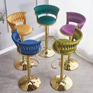 Yazhi nordico alto bancone mobili oro metallo velluto <span class=keywords><strong>rosa</strong></span> lusso <span class=keywords><strong>cucina</strong></span> in pelle moderna sgabello alto <span class=keywords><strong>sedie</strong></span> da Bar tavolo - Product Image 4