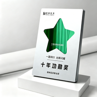 Trophée en métal gravé au laser personnalisé en alliage d'aluminium, plaque miroir découpée en étoile, impression UV durable pour la reconnaissance d'entreprise
