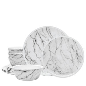 Juego de vajilla desechable de melamina blanca de mármol ecológico elegante y sostenible para fiestas-venta al por mayor - Product Image 1