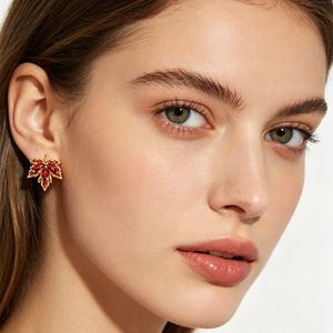 Productos en Tendencia 2026: Pendientes de Hoja de Arce con Circonita Roja, Chapados en Oro de 18K sobre Latón, Joyería Delicada Inspirada en la Naturaleza <span class=keywords><strong>para</strong></span> Fiestas de Otoño, Regalo Ideal - Product Image 4