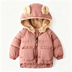 Vêtements d'extérieur pour enfants en coton à capuche avec oreilles d'ours, mignons, pour garçons et filles, de haute qualité, épais et coupe-vent, vente en gros - Product Image 3