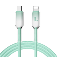 Kabel Data PD tipe-c ponsel, kabel pengisian daya Cepat Ponsel kristal es 30W untuk iPhone 11 12 13 14 15