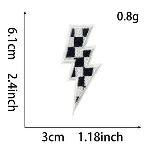Nouveau patch brodé thermocollant à motif éclairage noir et blanc pour la décoration de chapeaux et de sweats à capuche - Product Image 6