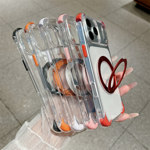 Coque Magnétique Antichoc Transparente avec Anneau Support pour iPhone 18 17 Air 16 15 14 13 12 11 Pro Plus Max, Housse Rigide Anti-chute à Quatre Coins - Product Image 2