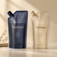 Pochettes à bec verseur 300ML 400ML 500ML pour remplissage et recharge, emballage cosmétique écologique Doypack, pochette transparente à bec verseur