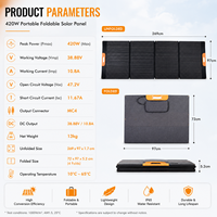 Panneau Solaire Pliable Portable 420W Étanche IP65 pour Connecteur Chargeur Haute Efficacité Station d'Énergie Camping Extérieur RV Réseau