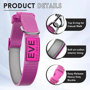 Kişiselleştirilmiş Pet yaka gece görüş yavru köpek gerdanlık tam yansıtıcı naylon yastıklı köpek tasması adı ile özel - Product Image 3