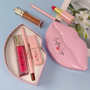 Set Rossetto Liquido e Matita Labbra All'ingrosso dalla Fabbrica, Cosmetico 3 <span class=keywords><strong>in</strong></span> 1 per la Cura delle Labbra, Confezione a Forma di Bocca, Rosa, Private Label - Product Image 2
