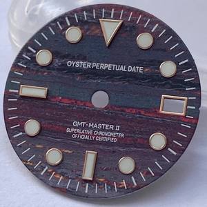 Cadran de montre en cendres volcaniques, NH35/NH34, 28,5 mm, bleu glace, luminescent, avec affichage de la date - Product Image 5