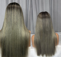 Peluca de Cabello Humano Vietnamita con Frente de Encaje 13*4, Color T1B/Gris Ceniza, Sin Pegamento, Doble Trama, 250% de Densidad