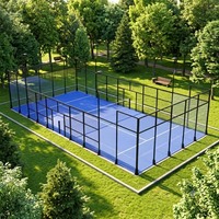 Meilleur vendeur - Terrain de padel classique 20x10m avec structure en maille métallique en verre trempé (12mm) et surface antidérapante pour salle de sport intérieure/extérieure