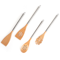 Ustensiles de cuisine en bois de hêtre d'acacia naturel, ensemble d'ustensiles de cuisine en bois, cuillères à Spaghetti, spatule tournante