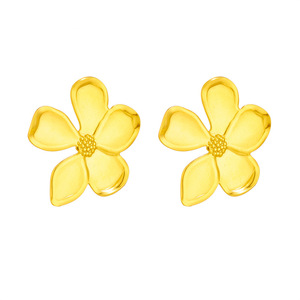Flower <b>Stud</b> Earrings Gold <b>Titanium</b> Steel Jewelry Gift For Women Elegant Simple Design - Product Image 5