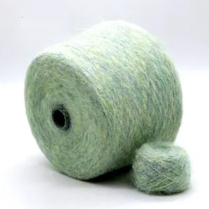 Hilo de ganchillo de pelo largo de Alpaca al por mayor 1/4.2NM 21% Nylon 59% Poliéster reciclado 11% Poliéster 1% Spandex 8% Lana Hilo mezclado