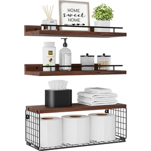 Étagères flottantes, panier de rangement en fil métallique, garde-corps de protection en métal pour salle de bain <span class=keywords><strong>et</strong></span> salon, style vintage, robuste, <span class=keywords><strong>grande</strong></span> capacité pour épices - Product Image 3