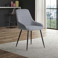 Chaises de salle à manger modernes avec pieds en métal, tissu gris en lin imperméable, rembourrées, non pliables, marque SXT, meubles de salon pour la maison