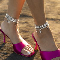 SHIXIN Thời Trang Hộp Đêm Nữ Hoàng Mắt Cá Chân Trang Sức Cơ Thể Tất Cả Rhinestone Vòng Chân Khoan Row Bé Thư Vòng Chân Cho Cô Gái Chân Đồ Trang Sức