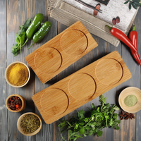 Lot de pots à condiments modernes en bambou écologique, boîtes à épices, ensemble de boîtes à assaisonnements avec couvercle, cuillère et plateau, assiette gravée pour fêtes