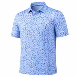 Polos de Golf Personalizados para Hombre, Color Azul Claro, Diseño de Microestrellas, Manga Corta, Marca Privada, Fabricante OEM ODM - Product Image 5