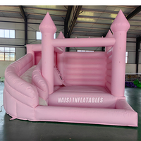 Château gonflable rose à bas prix avec toboggan et piscine à balles, château gonflable commercial pour mariage, moonwalk à vendre