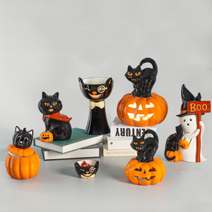 Cerámica Snow Village Halloween Bruja Araña Y Calabaza Brujería Haunt Lit House - Product Image 6
