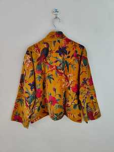 Veste en velours à imprimé oiseau moutarde, manteau matelassé en velours bohème, robe de demoiselle d'honneur, veste en velours, manteau matelassé en velours fait main - Product Image 6