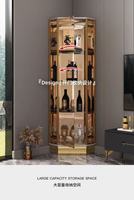 Meuble d'Angle Triangle de Luxe pour Salon Petit Appartement, Casier à Vin Mural en Verre, Vitrine de Bureau Faite Main