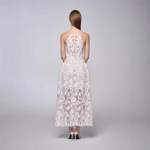 Nouveautés Robes pour femmes à la mode et élégantes <span class=keywords><strong>jupe</strong></span> <span class=keywords><strong>longue</strong></span> en dentelle soluble dans l'eau tempérament sans manches robes de soirée élégantes - Product Image 3