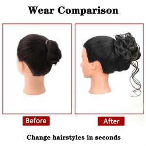 Moño de Pelo Sintético con Clip, Estilo Cola de Caballo, Rizado, Despeinado, de Alta Calidad, 6 Pulgadas, Elegante y Moderno - Product Image 4