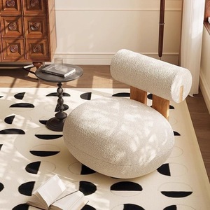 Sillón Minimalista <span class=keywords><strong>para</strong></span> Espacios Pequeños, Respaldo Cilíndrico Tapizado en Bouclé, <span class=keywords><strong>para</strong></span> Sala de Estar - Product Image 3