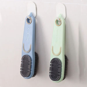 Brosse à chaussures manuelle double face en silicone, poils doux, écologique, poignée antidérapante, portable, étanche, pour éliminer la saleté (vente en gros) - Product Image 5