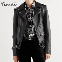 Veste en cuir de moto noire personnalisée pour homme, style slim, décontractée, élégante, en PU, de haute qualité, vente chaude, OEM