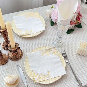 Gold Edged Printed Paper Napkins 330mm Wedding Disposable Tableware 20 Sheets Per Pack - Product Image 1