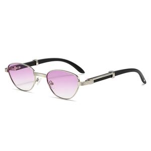 Vente chaude classique Vintage rétro Design personnalisé nuances lunettes de soleil oeil de chat grain de bois plastique + métal lunettes de soleil - Product Image 3