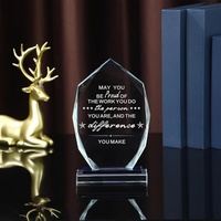 Trophée personnalisé en acrylique transparent multi-facettes BOSN, plaque gravée sur mesure en forme de diamant pour reconnaissance professionnelle (vente en gros)