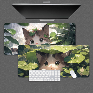 Tapis de bureau extra large sur le thème du chat, tapis de souris et de clavier d'ordinateur mignon et amusant - Product Image 2