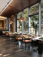 Chaise de salle à manger en rotin avec siège en bois moderne de haute qualité, table et mobilier de banquettes pour restaurant
