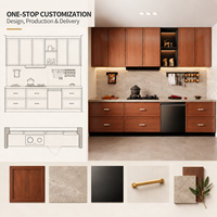 Îlot de cuisine modulaire de luxe moderne de style Shaker, prêt à assembler, avec portes vitrées, écologique et ignifuge, vente en gros