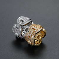 Modyle — bague en or véritable plaqué à chaîne pour hommes, nouveau bague Hip hop, Micro, plaqué or, personnalisé