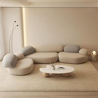 Canapé en tissu crème de style nordique, en forme d'arc, tendance Instagram, moderne et minimaliste, avec rembourrage en éponge pour salons