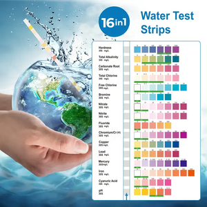 Kit de test d'eau en plastique 17-en-1-<span class=keywords><strong>Fonctionnement</strong></span> manuel 100 bandes + 2 tests de bactéries Résultats en 30 secondes Détecte le modèle de plomb W-17 CE ISO - Product Image 2