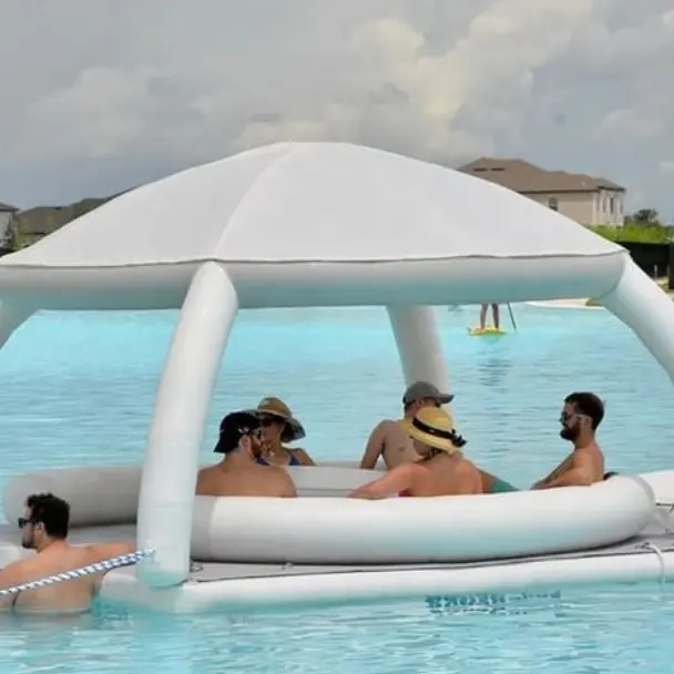 commercial inflatable water lake floating party platform with tent aqua float airtight deck with No bad reviews