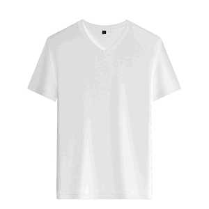 เสื้อยืดคอวีผู้ชาย ผ้าฝ้ายสีดำ สีพื้น ใส่สบาย แขนสั้น ผ้าบาง - Product Image 4