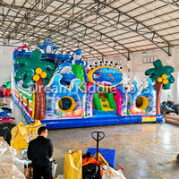 Parque de Trampolines Inflable Grande con Temática Animal para Niños, Castillo Inflable para Exteriores