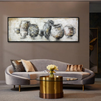 Peinture à l'huile abstraite 100% peinte à la main, cadre carré personnalisable, décoration murale pour salon, style classique et créatif, œuvre d'artiste