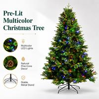 Guirlandes lumineuses pour sapin de Noël, à brancher, intérieur, LED rouge et verte, pré-éclairées sur un sapin de Noël décoré pour une décoration traditionnelle des fêtes