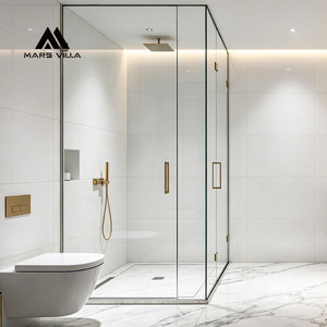 Mars Villa Mampara <span class=keywords><strong>de</strong></span> <span class=keywords><strong>Ducha</strong></span> y Bañera Personalizada CE SGCC, Longitud 32/30/36 pulgadas, 8-10mm, con Bandeja Súper Transparente, Fabricación Completa - Product Image 3